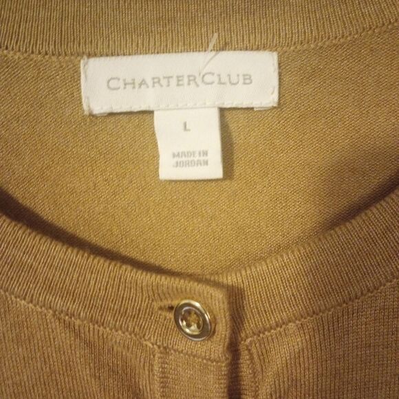 Charter club camel colored rayon blend button down sweater - Picture 7 of 8